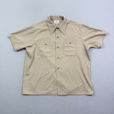 Vintage JCPenney Big Mac Short Sleeve Work Shirt Mens Large Tan Khaki 70s Button