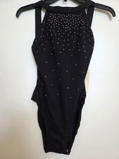 Vintage Anne Klein Black One Piece Aurora Rhinestone Bathing Suit New with Tags