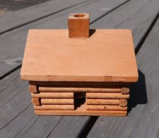 Vintage Wood Log Cabin Cone Incense Burner New Old Stock