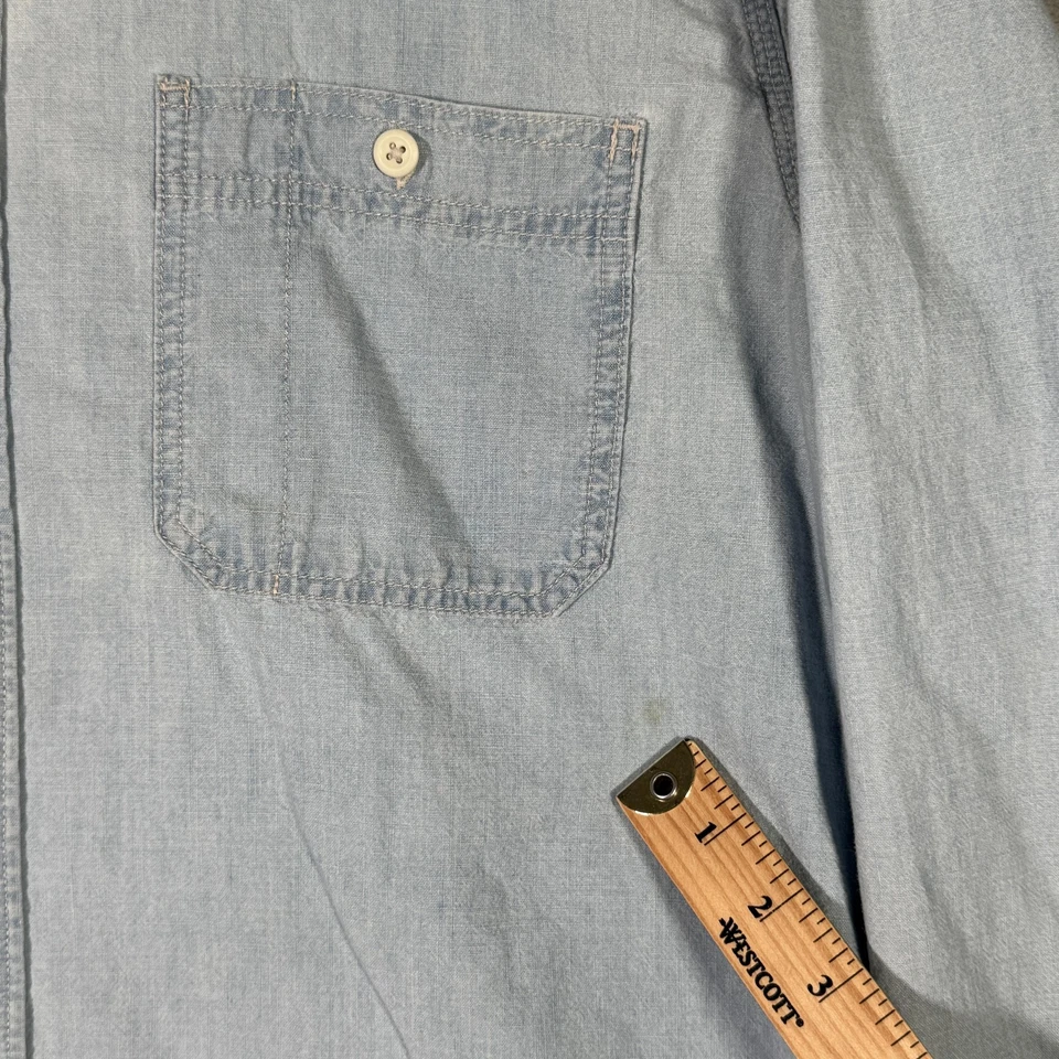Camisa Filson Cambray Para Hombres L Azul Claro Doble Bolsillo Ropa de Trabajo Algodón Informal CPO Foto 2 de 4