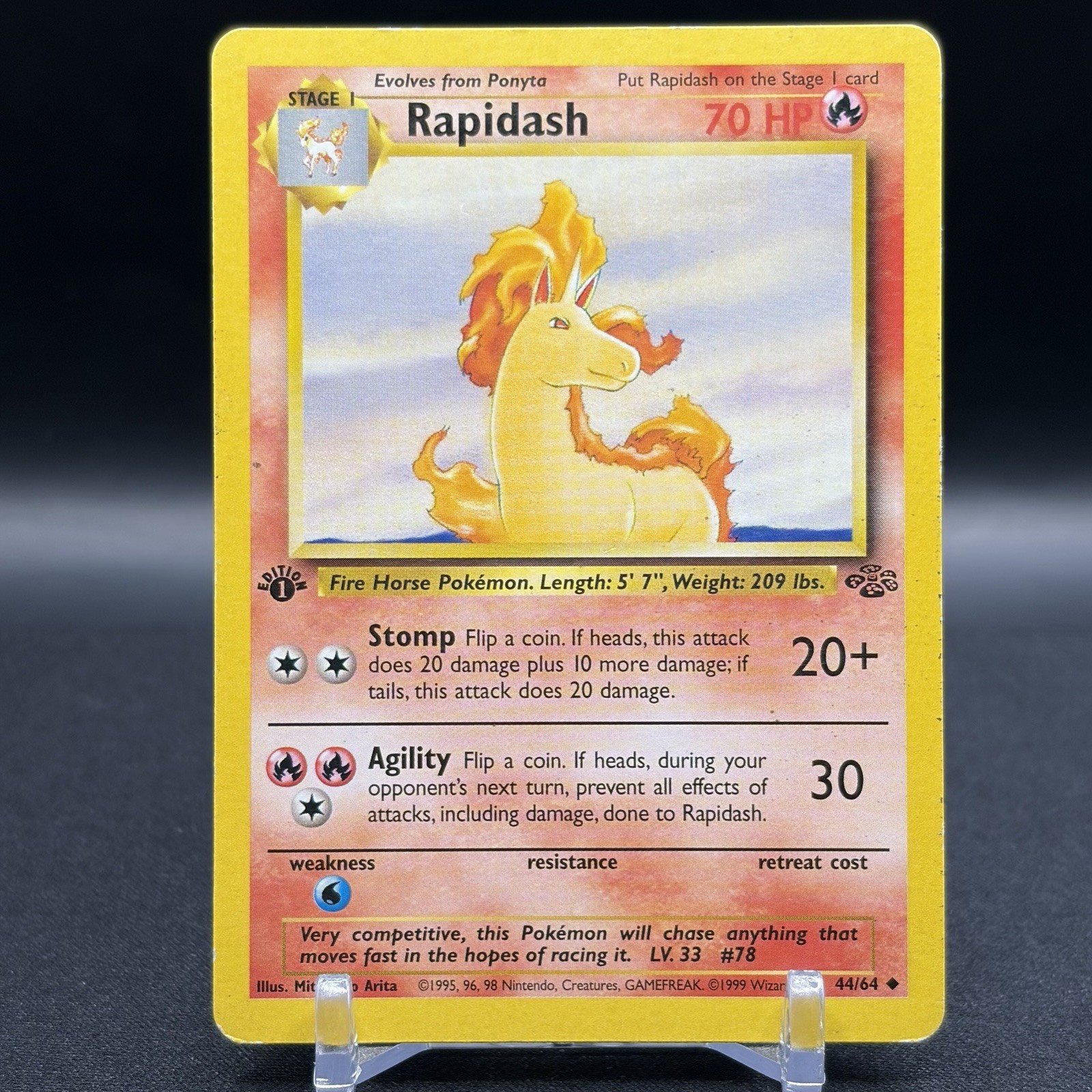 Pokémon TCG Rapidash Jungle 1st Edition Uncommon Card 44/64