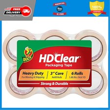 Duck HD Clear Packing Tape 6 Rolls 1.88 In x 54.6 Yards Heavy Duty Shipping Tape