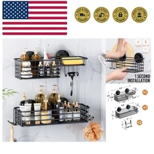 Shower Caddy Suction Cup, 2 Pack suction shower shelf with Hooks & Soap holde...
