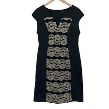 Connected Apparel Black Lace Career Dress Size 14 Elegant Office Women Work