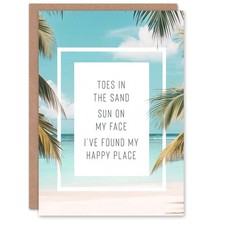 Toes In Sand Sun On Face Beach Found Happy Place Greeting Card