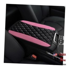Car Center Console Cushion Pad, PU Leather Waterproof Auto Armrest Box Pink
