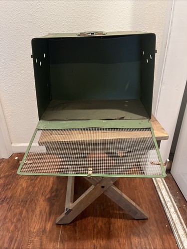 Vintage ALCO 1950s Pet Carrier AVOCADO GREEN Vents Small Dog Cat Bakelite Handle