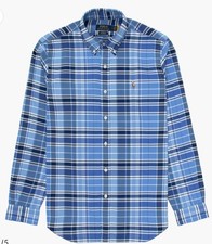 NWT - Men's Ralph Lauren Blue Plaid Performance Long Sleeve Oxford Shirt - S