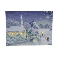 Northlight LED Lighted Snow Covered Church Christmas Wall Art 15.75" x 12"