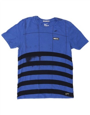 NIKE Mens Athletic Cut T-Shirt Top Medium Blue Striped Cotton AI27