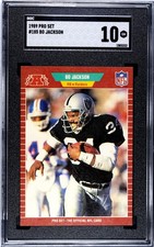 1989 Pro Set Bo Jackson #185 SGC 10 GEM MINT - Raiders