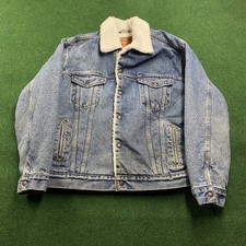 Vintage Levis Trucker Jacket Mens L Blue 90S Denim Sherpa Lined Coat USA MADE