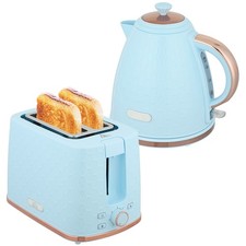 HOMCOM Kettle and Toaster Set 1.7L Kettle & 2 Slice Toaster Set, Light Blue