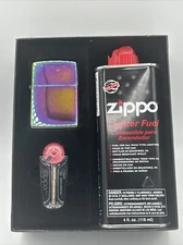 Zippo High Polish Spectrum Design 151 Lighter, Flints,  Lighter Fluid Gift Set