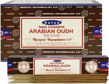 Satya Nag Champa Arabian oudh Incense Sticks Pack of 12 Boxes 15gms