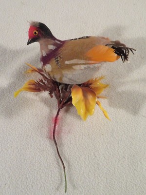 Flocked Spun Cotton Bird Christmas Ornament Holiday Wreath ~ Euro Goldfinch 
