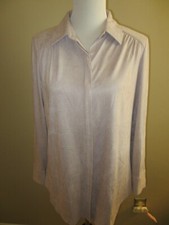 CHICO'S BRAND PALE PINK LONG SLEEVE BUTTON FRONT SUEDE STYLE FABRIC BLOUSE, TOP,
