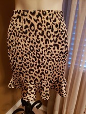 NOVA Vintage Leopard Print Fit & Flare Skirt Size S EUC