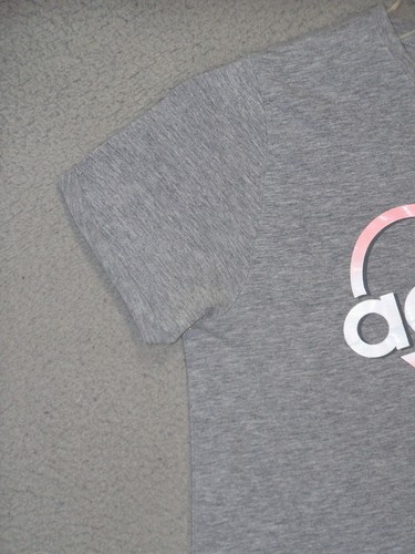 Adidas Shirt Youth Extra Large Gray Graphic Heavy Painted Logo Pink Sport Girls - Picture 3 of 13