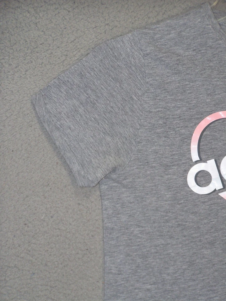 Adidas Shirt Youth Extra Large Gray Graphic Heavy Painted Logo Pink Sport Girls - Image 3 of 4