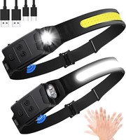 Stirnlampe Led Wiederaufladbar, 2 StüCk 230° Weitwinkel Kopflampe