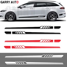 88.5in Black/White/Red Car Door Body Graphics Decal Vinyl Stickers Long Stripes