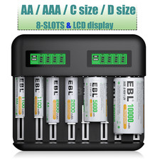 EBL Universal LCD Charger For AA AAA C D Size Ni-CD Ni-MH Rechargeable Batteries