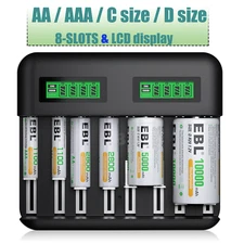 EBL Universal LCD Charger For AA AAA C D Size Ni-CD Ni-MH Rechargeable Batteries