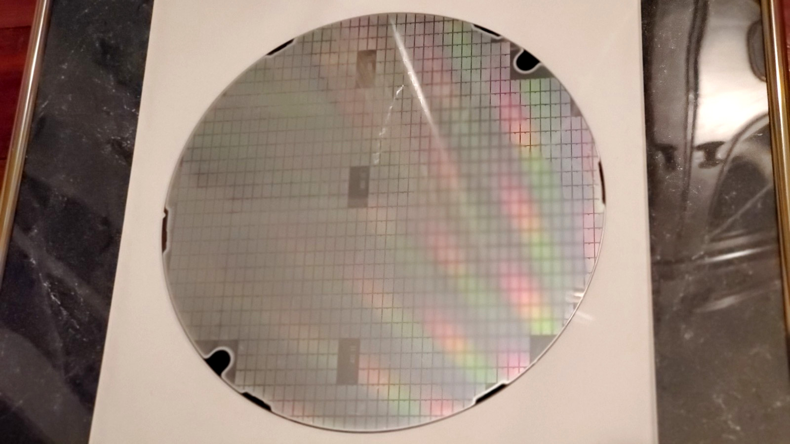 GENUINE IBM 8" 200mm Silicon Semiconductor Wafer in Metal Frame 18" x 14" Framed