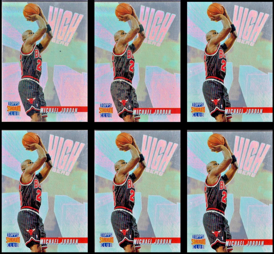 Michael Jordan 1996-97 Topps Stadium Club #HR14 High Risers espalda en blanco - Bulls Foto 2 de 4