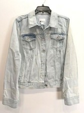 Stylus Womens Long Sleeve Flap Pocket Button Up Cotton Light Denim Jacket Xl