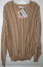 Shenandoah Mens Sweater Sz L Pullover Long Sleeve Brown Made In USA NWT