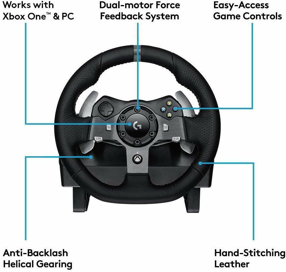  Logitech Driving Force G920 Steering Wheel and Pedals,  941-000123 (Steering Wheel and Pedals f/PC and Xbox One) : Video Games