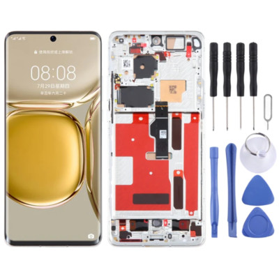 For Huawei P50 Pro Display LCD Digitizer Touch Screen Replacement Silver Frame