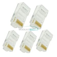 50PCS Practical Internet Adapter RJ45 8P8C CAT5E Gold Plated Cable Modular Plug