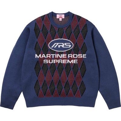 Supreme x Martine Rose Jacquard Knit Logo Sweater in Blue FW24 