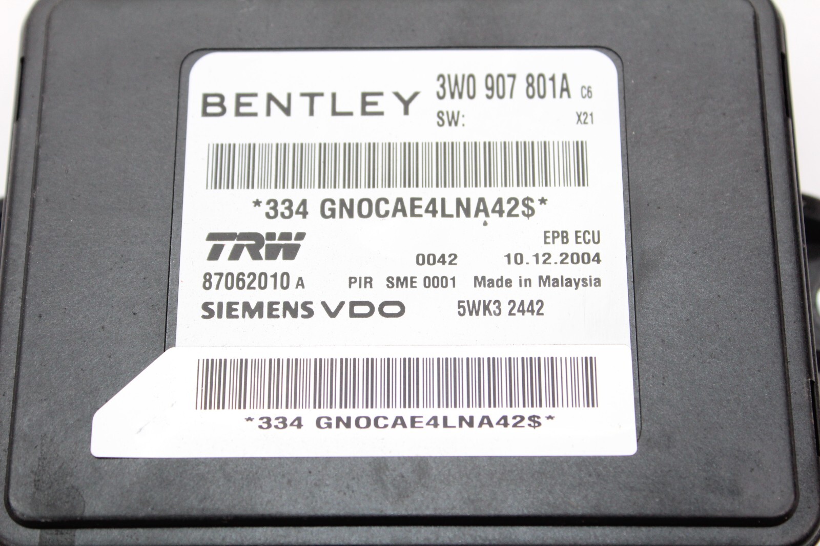 2003-2014 Bentley Continental GT Parking Brake Control Module OEM 3W0907801A