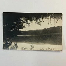 Scenic View of Beautiful Lake From Under Hanging Branches Vtg RPPC Postcard 