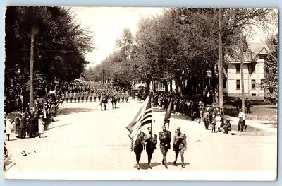 #ad 1919 Service Day Military Patriotic Parade Sioux Falls WW1 RPPC Photo Postcard $29.97