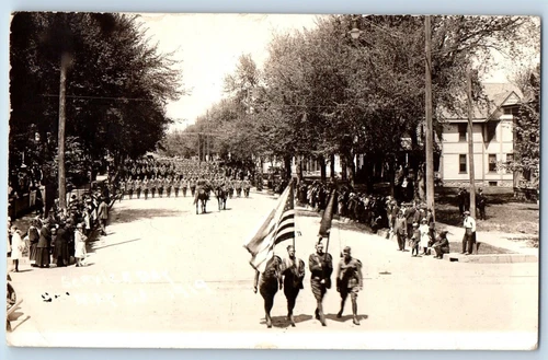 1919 Service Day Military Patriotic Parade Sioux Falls WW1 RPPC Photo Postcard
