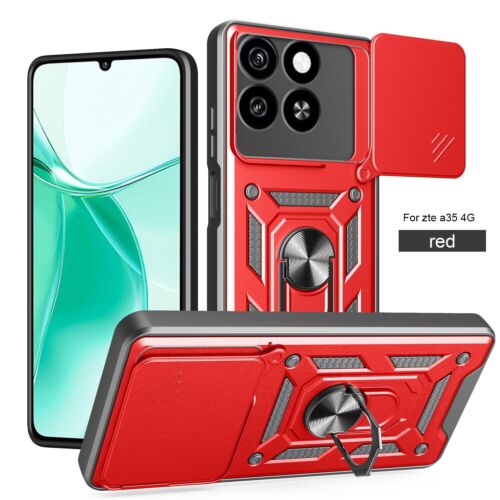 For ZTE Blade A55 4G Hybrid Armor Slide Lens Camera Ring Holder Stand Cover Case - 第 1/24 張圖片