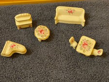 Mini Porcelain Furniture - Made in Japan - 7 Pieces - Vintage - Hard To Find