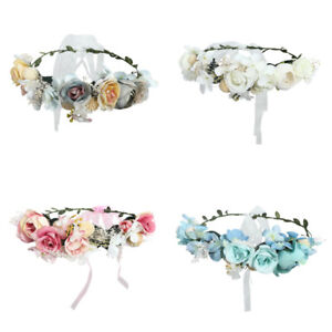 Hochzeit Blumenkranz Haarband Stirnband Blüten geflochten Kopfschmuck Neu