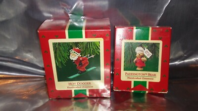 2 ~ Hallmark 1987 Paddington Bear/ 1987 Hot Dogger Santa ((EUC))