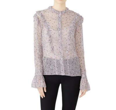 Zadig & Voltaire Sheer Tweet Goa Ruffled Shirt sz Medium