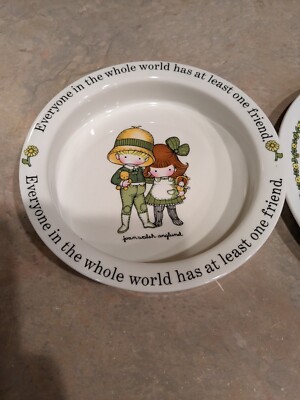 Vintage Joan Walsh Anglund Plate And Bowl Set vintage dinnerware