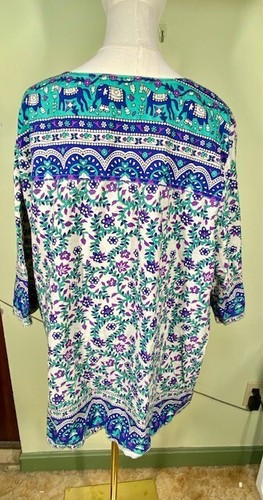The Vermont Country Store Womens Plus Sz 3X Floral Tunic Top Bohemian Hippie - Picture 4 of 8