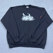 VTG Hanes Printpro Sweatshirt Mens XL Black Bear Butterfly Nature Color Negative