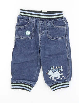 Tiny Ted Baby Blue Cotton Blend Cargo Trousers Size 6-9 Months bear