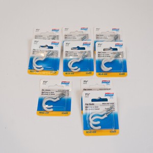 NATIONAL CUP HOOKS  1.5" WHITE VINYL COATED 9 TWO- PACKS (18 TOTAL)